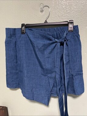 SHEIN Navy Blue Tie-Front Skort